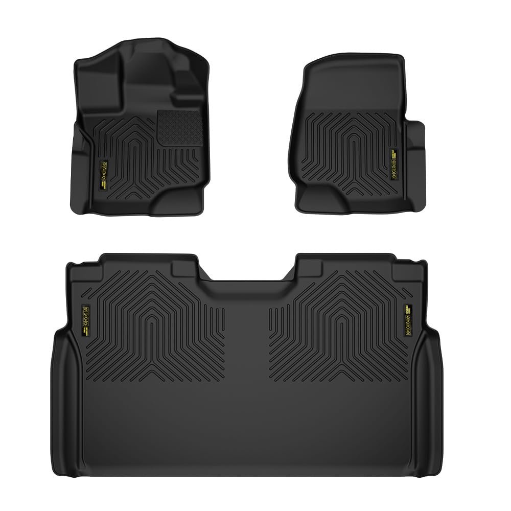 Floor Mats For Ford F150 Super Crew 2015-2025 Fit 22-24 Lightning Models W O Fold Flat Storage Heavy Duty 3-piece All Weather