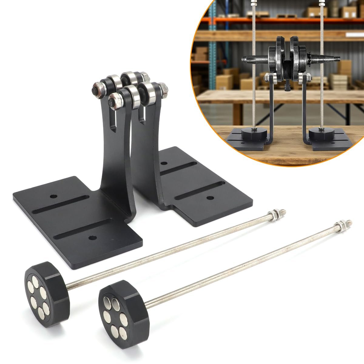 Motorcycle Moped Crank Crankshaft Truing Stand Runout Measurement Tool With 1 4 Steel Roller Bearing Posts Magnetic Mounts For
