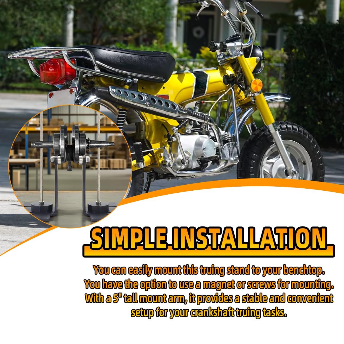 Motorcycle Moped Crank Crankshaft Truing Stand Runout Measurement Tool With 1 4 Steel Roller Bearing Posts Magnetic Mounts For