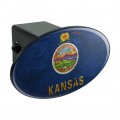 Rustic Kansas State Flag Distressed Usa Oval Tow Trailer Hitch Cover Plug Insert
