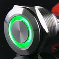 Ulincos Momentary Push Button Switch U19d1 1no Spst Silver Stainless Steel Shell With Green Led Ring Suitable For 19mm 3 4 