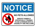 Compliancesigns Com No Pets Allowed Servicenimals Specifically Trained To Aid A Person With A Disability Are Welcome Sign 10x7 
