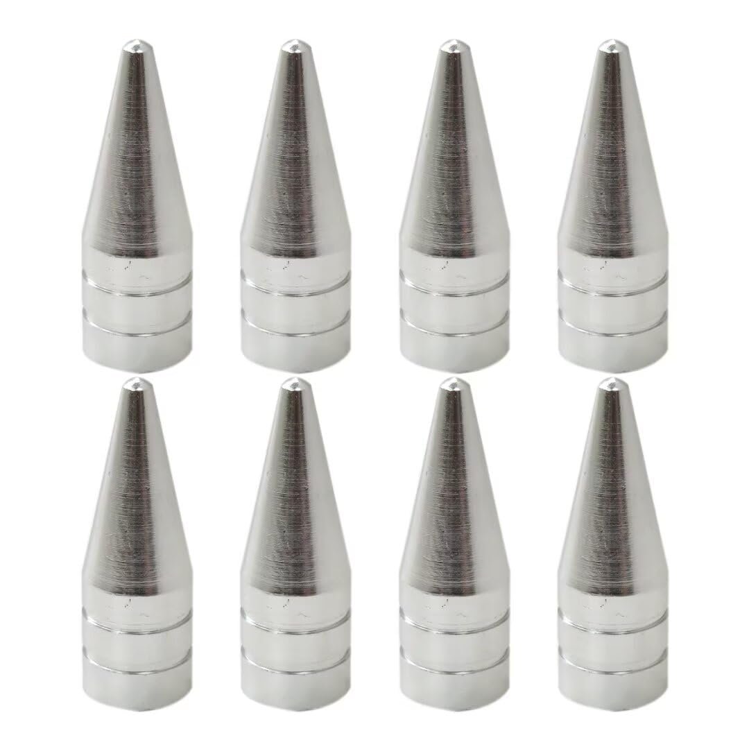 8 Silver Spiked Valve Stem Caps Car Wheels Air Rim Covers Decorative Accessories Fit For Motorcycles Bikes