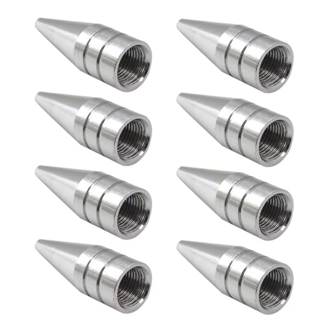 8 Silver Spiked Valve Stem Caps Car Wheels Air Rim Covers Decorative Accessories Fit For Motorcycles Bikes