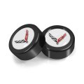 Chevrolet Corvette C8 Logo In White On Black Two Abs Plastic License Plate Frame Screw Cover Set Official Licensed 