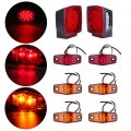80a Side Marker Light 2pcs Red Square Tail Lamp Stop Turn 6pcss Fit For Boats Van Truck Trailer Pickups Waterproof Signal Light