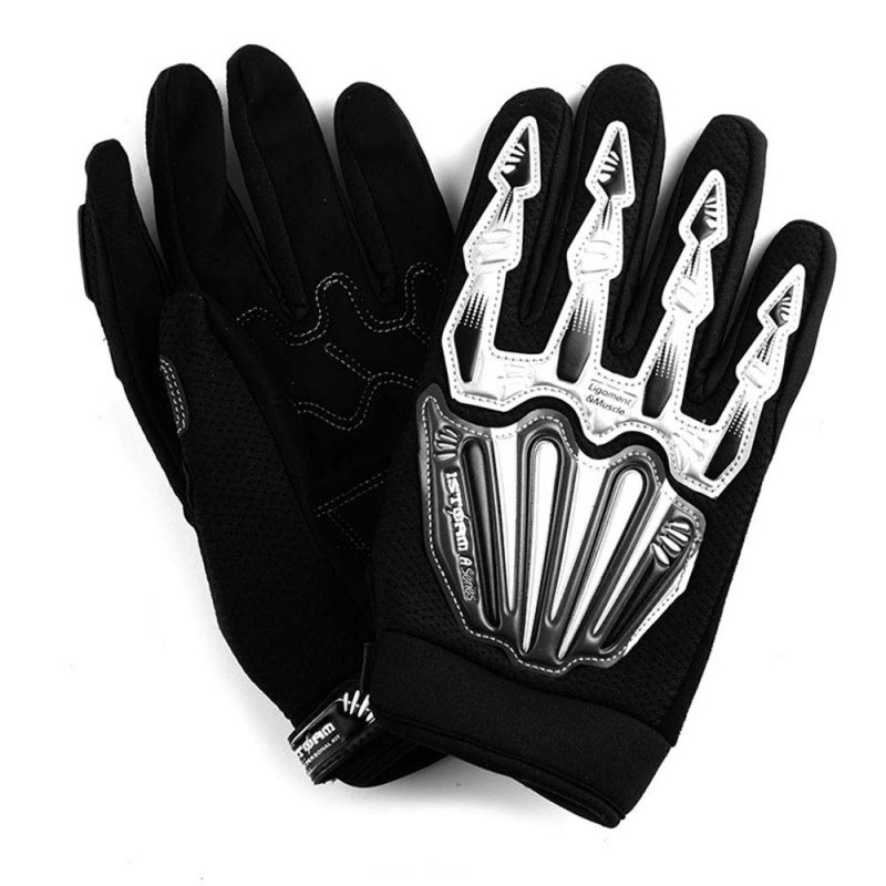 Wow Motocross Motorcycle Bmx Mx Atv Dirt Bike Skeleton Racing Cycling Gloves Black