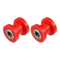 2 Pc 10mm Drive Chain Pulley Adjustment Tensioner Rubber Wheel Guide For Street Bike Motorcycle Atvs Red 