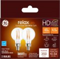 Ge Lighting Relax Led Globe Bulbs 4 5 Watts 40 Equivalent Soft White Hd Light Clear Finish Candelabra Base Dimmable 2 Pack
