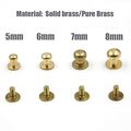 Angelakerry 100pcs Mix Size Sam Browne Stud Screw Round Head Solid Brass Rivet Chicago Button Leather 