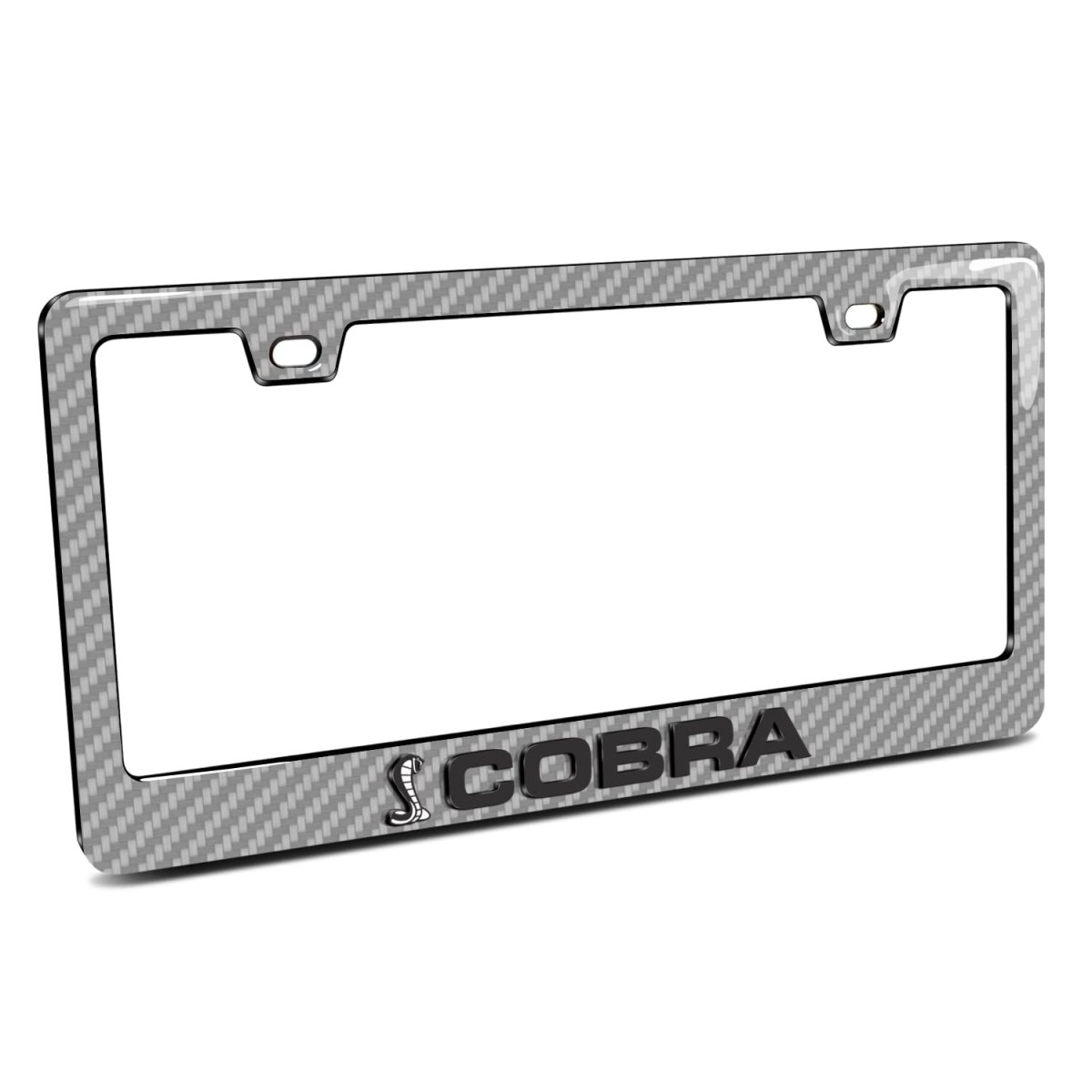 Ford Mustang Cobra In 3d On Silver Real 3k Carbon Fiber Finish Abs Plastic License Plate Frame