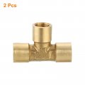 Uxcell Brass Tee Pipe Fitting 1 8 X Npt 3 Way T-connector For Gas Transport Connect Pipelines 2pcs