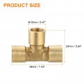 Uxcell Brass Tee Pipe Fitting 1 8 X Npt 3 Way T-connector For Gas Transport Connect Pipelines 2pcs