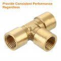 Uxcell Brass Tee Pipe Fitting 1 8 X Npt 3 Way T-connector For Gas Transport Connect Pipelines 2pcs