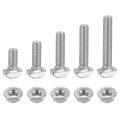 90pcs T Slot Drop-in Bolt M6 X 12 16 20 25 30mm T-slot Bolts Carbon Steel Hammer Head T-bolt With Hexagon Flange Nut For 
