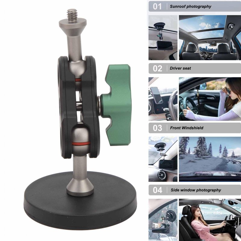Magnetic Car Mount Dual 360 Degreehead 1 4inch Thread Phone Holder For Mounting Action Cameras