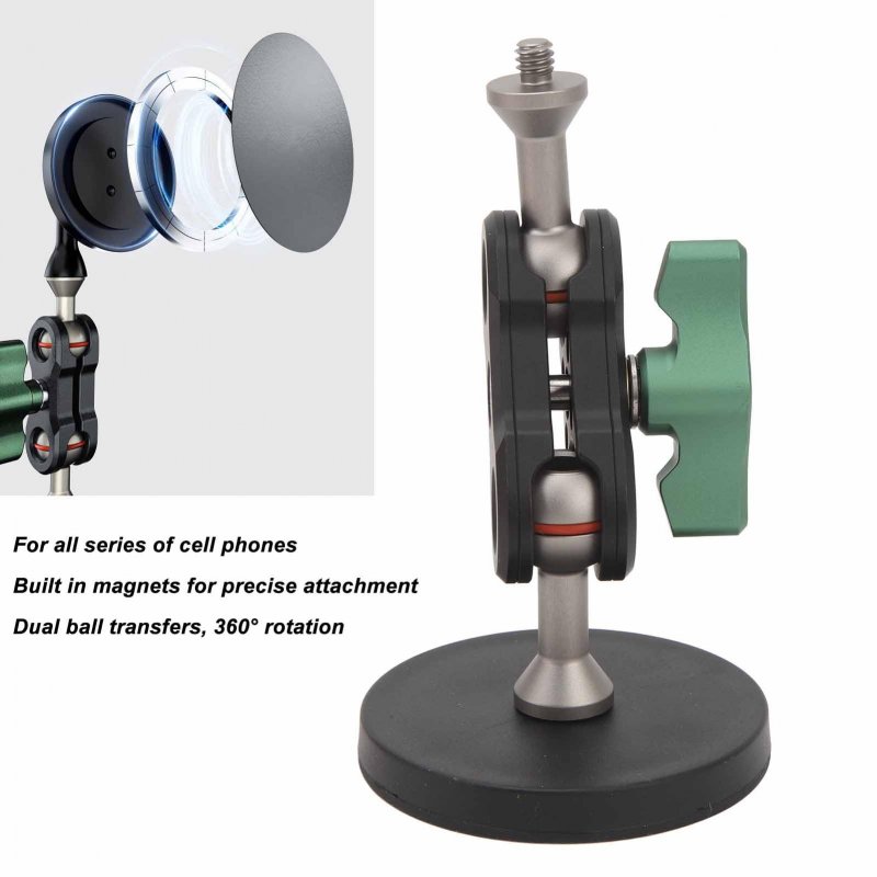 Magnetic Car Mount Dual 360 Degreehead 1 4inch Thread Phone Holder For Mounting Action Cameras