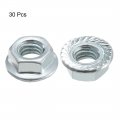 Uxcell 5 16-18 Serrated Flange Hex Lock Nuts Carbon Steel 30 Pcs
