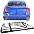 Ikon Motorsports Rear Window Louvers For 2016-2021 Honda Civic Sedan Style Gloss Black Cover Sun Shade Windshield Abs 2017 2018