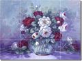 Red And White Roses By Wanta Davenport Floral Flowers Ceramic Tile Mural 12 75 X 17 Kitchen Shower Backsplash 