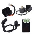 Black Electric Set Ignition Coil Cdi Relay Regulator Replacement For 125 150cc Gy6 Atv Go Kart 