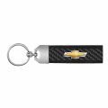 Ipick Image For Chevrolet Golden Logo Real Carbon Fiber Strap With Black Leather Stitching Edge Premium Key Chain Keychain The