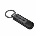 Ipick Image For Nissan Gunmetal Black Metal Plate Pu Leather Strap Key Chain Keychain Official Licensed