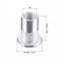 Uxcell M6 Rivet Nuts Aluminium Alloy Knurled Flat Head Threaded Insert Nut Silver 100pcs