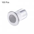 Uxcell M6 Rivet Nuts Aluminium Alloy Knurled Flat Head Threaded Insert Nut Silver 100pcs