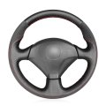 Mewant Hand-stitched Black Genuine Leather And Suede Car Steering Wheel Cover Wrap For Honda S2000 2000 2001 2002 2003 2004