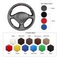 Mewant Hand-stitched Black Genuine Leather And Suede Car Steering Wheel Cover Wrap For Honda S2000 2000 2001 2002 2003 2004