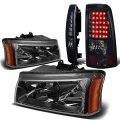 Compatible With Chevy Silverado Gmt800 2pc Pair Of Black Amber Corner Headlight Chrome Smoked Lens Led Tail Light