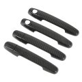 4pcs Car Exterior Door Handle Cover With Caps Carbon Fiber Style Outside Protector Trims