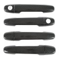4pcs Car Exterior Door Handle Cover With Caps Carbon Fiber Style Outside Protector Trims