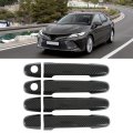4pcs Car Exterior Door Handle Cover With Caps Carbon Fiber Style Outside Protector Trims