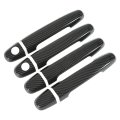 4pcs Car Exterior Door Handle Cover With Caps Carbon Fiber Style Outside Protector Trims