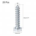 Uxcell Hex Lag Screws M8 X 40mm Carbon Steel Zinc Plated Half Thread Self-tapping Bolts For Wood Screw 25pcs