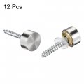 Uxcell Mirror Screws 10mm 0 39 12pcs Decorative Cap Fasteners Cover Nails Wire Drawing Silver Tone 304 Stainless Steel