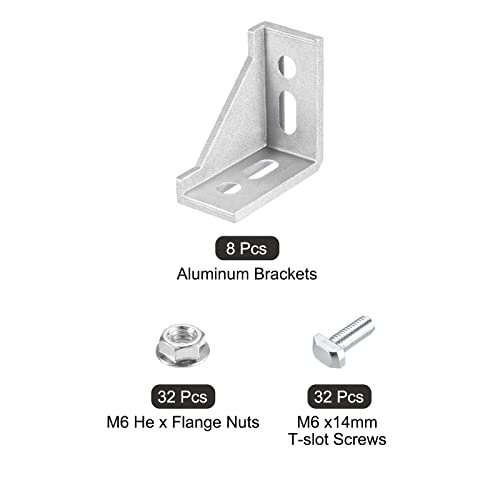 8set Inside Corner Bracket Gusset Kits 58x58x29mm 3060 Angle Connector For 3030 Series Aluminum Profile Silver 32 X Hex Flange