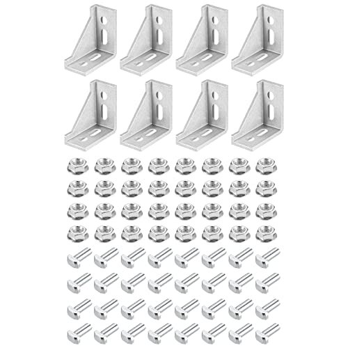 8set Inside Corner Bracket Gusset Kits 58x58x29mm 3060 Angle Connector For 3030 Series Aluminum Profile Silver 32 X Hex Flange