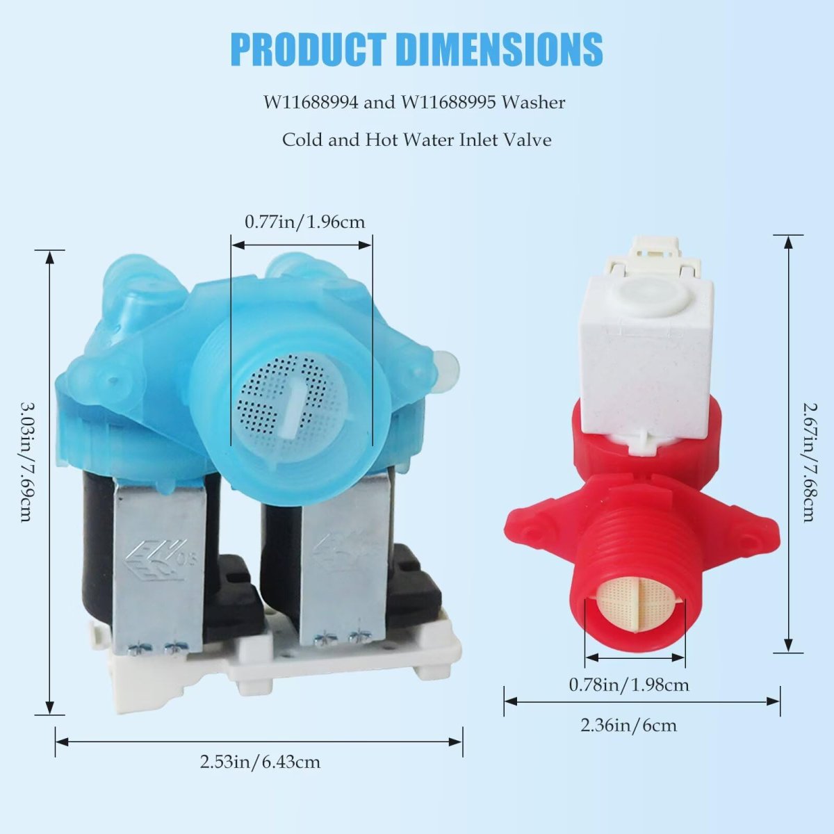 1 Pc 1688994 W11688995 Washer Cold And Hot Water Inlet Valve Set 1 2 In Threaded Npt Replacement For Whirlp Washing Machine