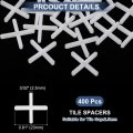 400pcs Tile Spacers 2 5mm 3 32 Cross Shape Wall Floor Spacer Tiling Tools For Ceramic Installation Pe Plastic White