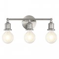 Eietonte 3-light Vanity Light Fixture Modern Brushed Nickel Wall Sconce Farmhouse Silver Bathroom Lighting For Over Mirror E26 