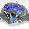 Httmt Mt313-004a- Blue Led Engine Clutch Cover See Through Compatible With Kawasak Zx14r 2006-2014 Zzr-1400 Chrome Right Side
