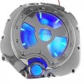 Httmt Mt313-004a- Blue Led Engine Clutch Cover See Through Compatible With Kawasak Zx14r 2006-2014 Zzr-1400 Chrome Right Side