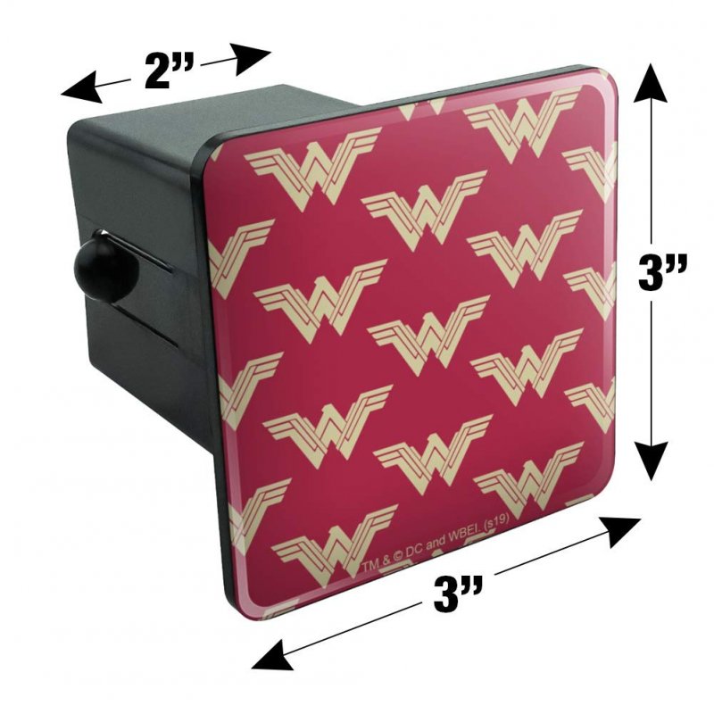 Wonder Woman Movie Red Logo Pattern Tow Trailer Hitch Cover Plug Insert For 2 In Receivers Heavy Duty Black Abs Plastic