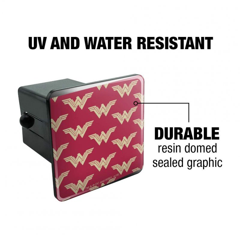 Wonder Woman Movie Red Logo Pattern Tow Trailer Hitch Cover Plug Insert For 2 In Receivers Heavy Duty Black Abs Plastic