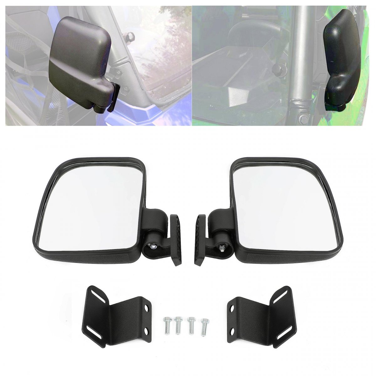 Side View Mirror Set For 2013 Polaris Ranger Xp 900 Lock N Ride Cab Frame Not Round Roll Bars Rear Rearview Mirrors Left Right