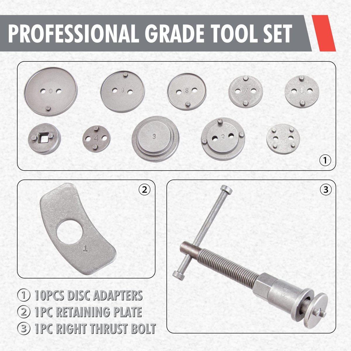 Cartman 12pc Heavy Duty Disc Brake Caliper Tool Kit Universal Front And Rear Piston Screw-in Wind Back Rewind Compression