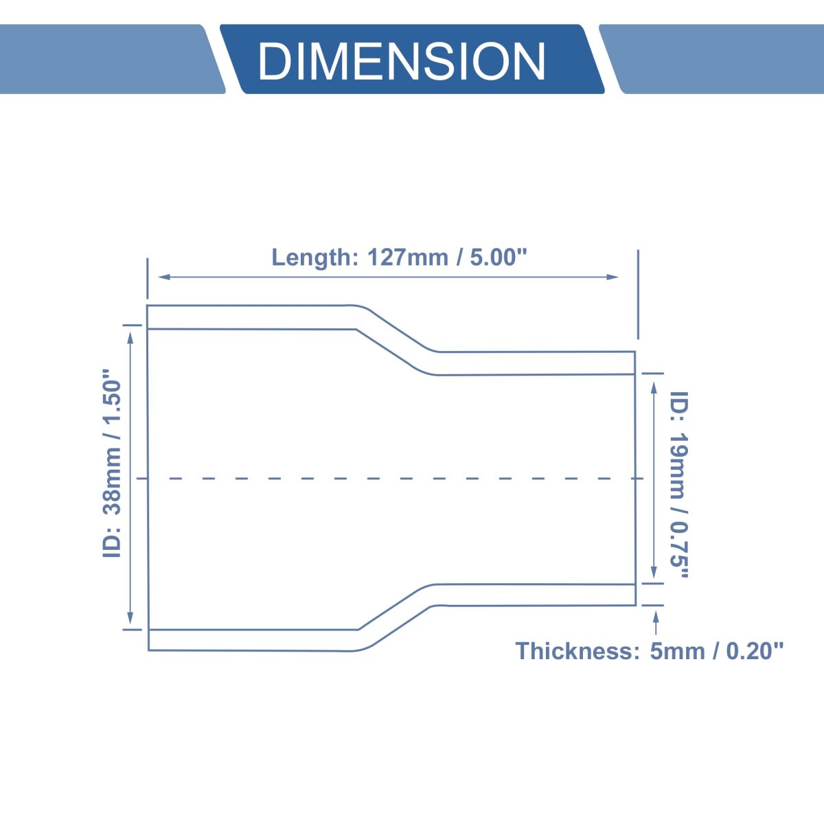 1 Pcs 19-38mm 0 75 -1 Id 127mm 50 Length 0 Degree Black Car Silicone Hose Coolant Universal